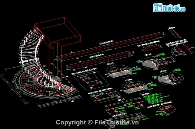 cầu thang,cầu thang xoắn,File cad